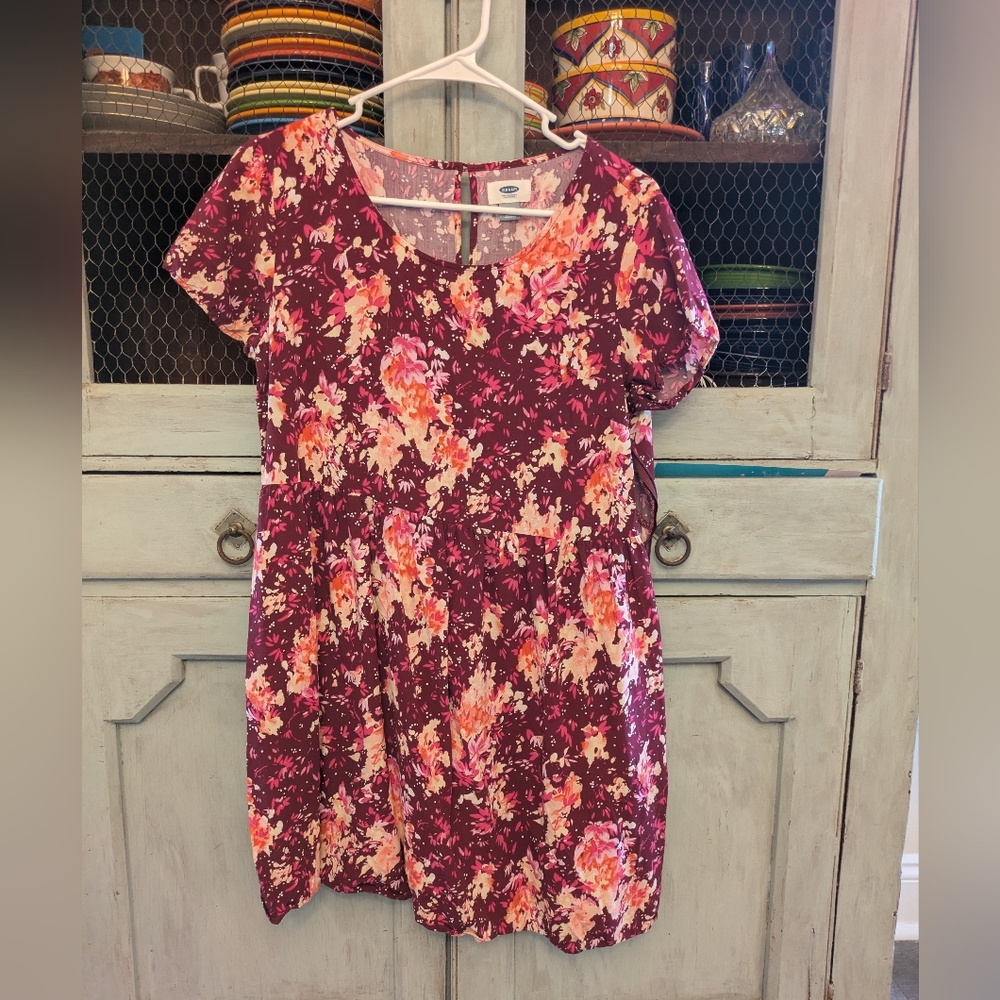 Old Navy Floral Burgundy and Pink Mini Dress
